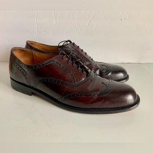 Cole Haan Mens Dress Shoes Size 10 D Oxford Wing Tip Brown Burgundy Made in USA
